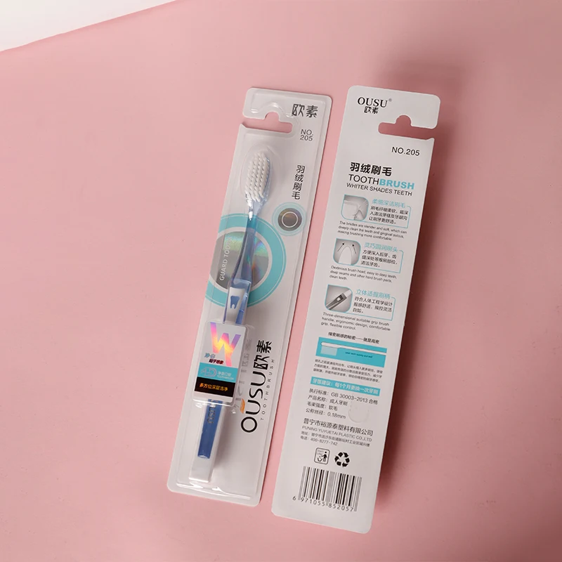 Hot Selling Home Bathroom Supplies Custom Logo Clear Plastic Handle Dental Brush with Soft Bristle