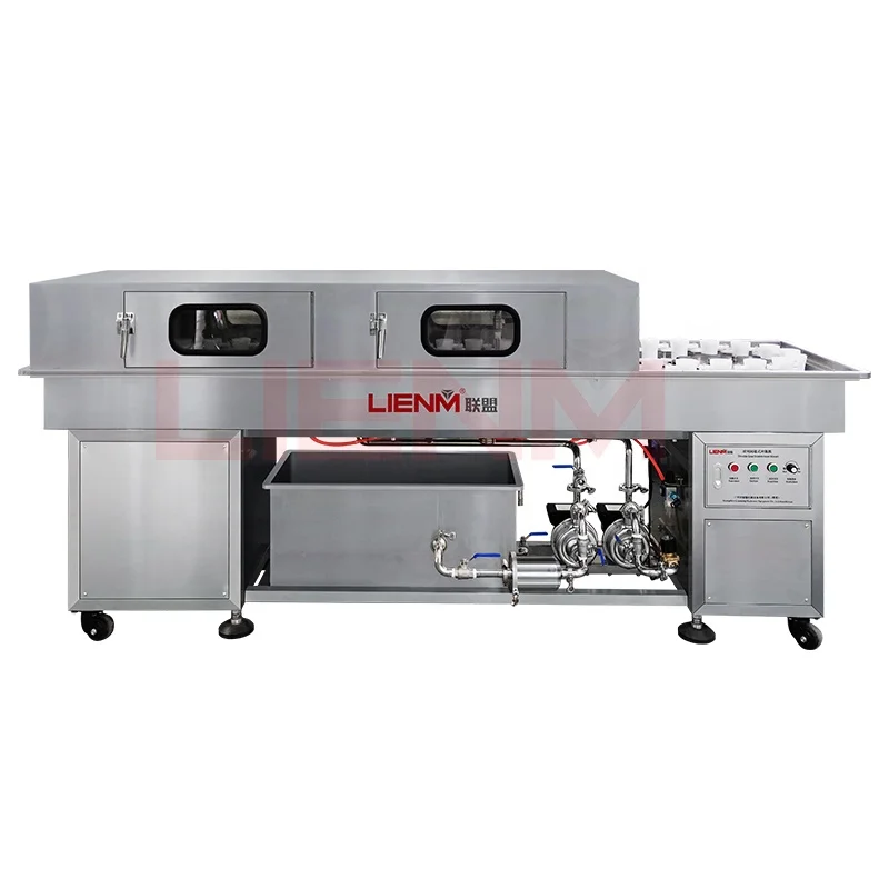 Semi-automatic Plastic Jar Glass Bottle Washing Machine Double Line Intermittent Rinser Machine for Food Beverage Cosmetics