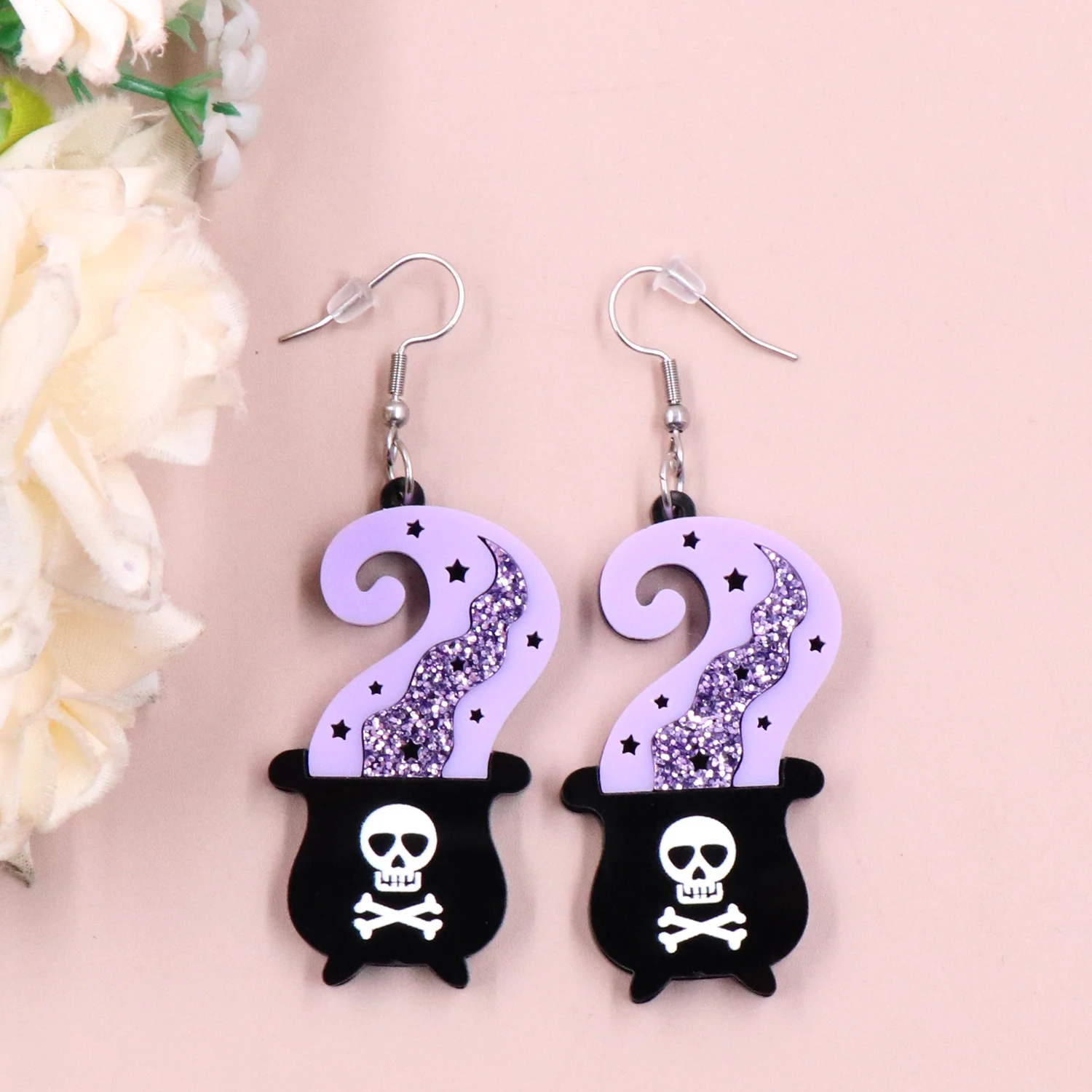MD105ER2124 1pair New product CN Drop Witch Cauldro skull TRENDY halloween Acrylic earrings Jewelry for women