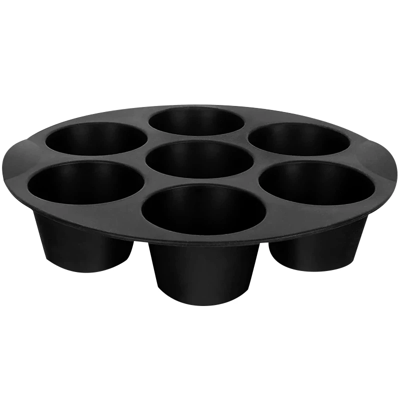 Custom OEM & ODM Black 6/7/8/9 inch Hot Selling Baking Pastry Tools 7 Cavies Air fryer accessories Food Grade Silicone Cake Mold