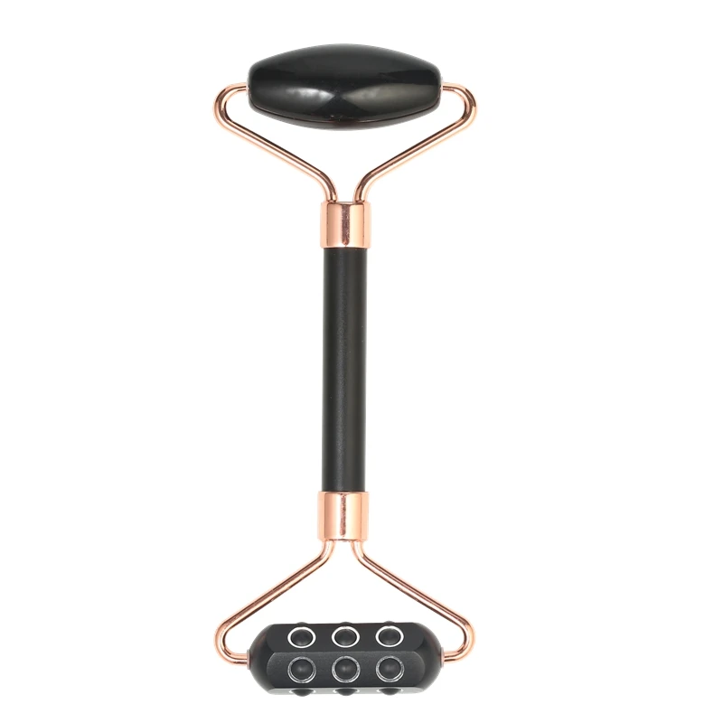 Black Stone Jade Roller Private Label Box Mini Gua Sha Massage Set Rose Quartz germanium Jade Roller