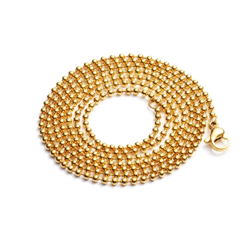 2.4mm Stainless Steel Vacuum Plated 18K IP GOLD Ball Chain Necklace
