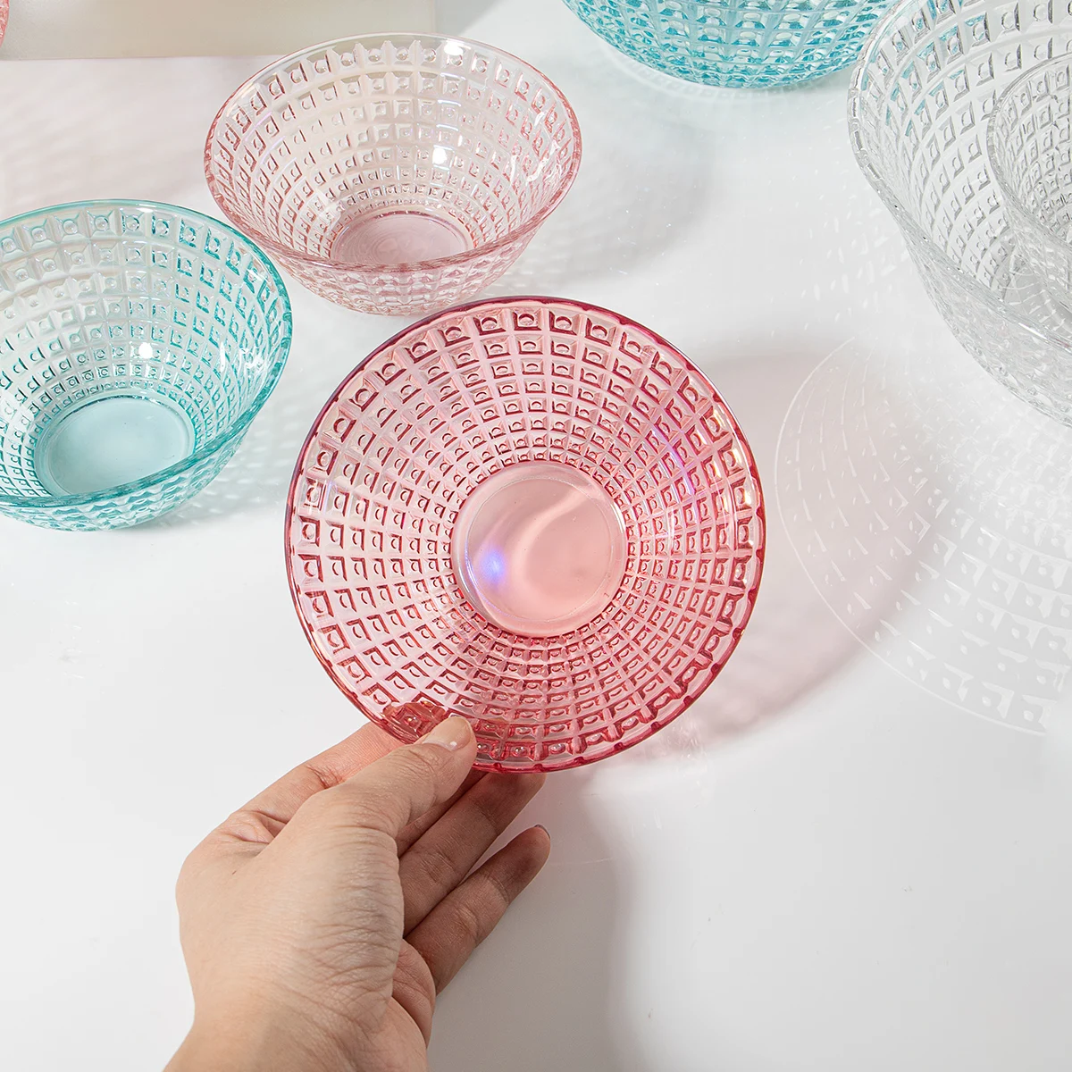 7pcs Luxury Dinnerware Water Glasses Glass Bowl Glass Charger Plates Sets Dinnerware Glass Dishes Set Plates Dinnerware Sets