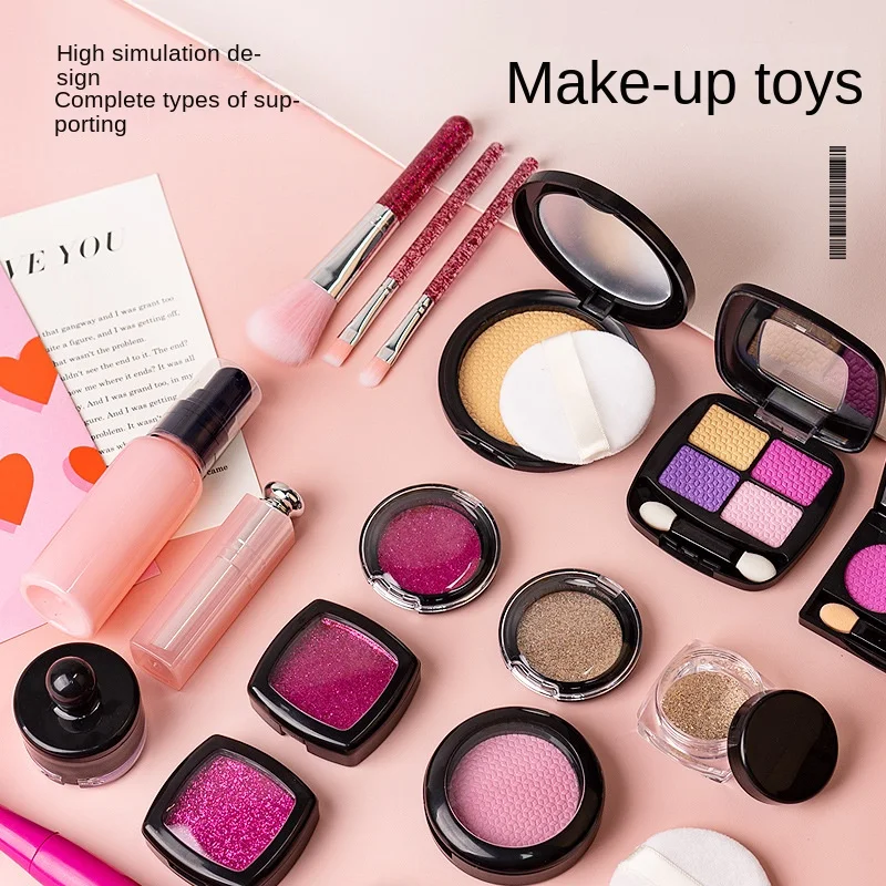 Children Simulation Cosmetic Toy Set Pretend Makeup Play Toy Kit House Lipstick Nail Set Girls Party Birthday Gift