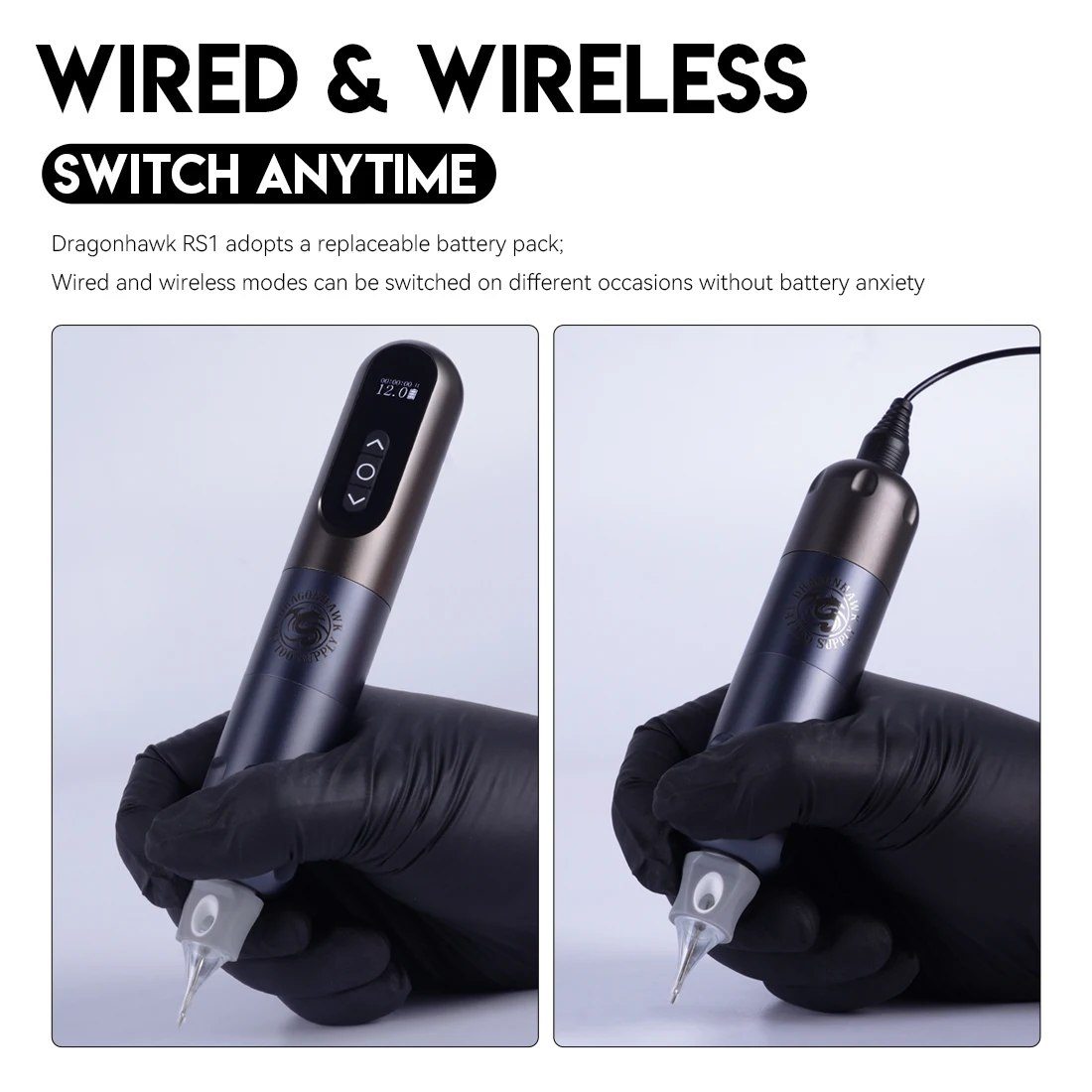 Dragonhawk High Quality 1000mAh Lithium Battery Wireless Tattoo Pen Machine Strokes 3.5 mm