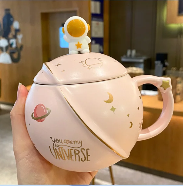 3D Round Astronaut Cute Planet Ceramic Mug Couple Drinking Super Cartoon Office Tea  Mug Coffee Cup Cool Cup