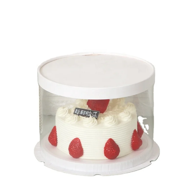 Birthday clear pet round plastic cake box tall transparent wedding party cake box