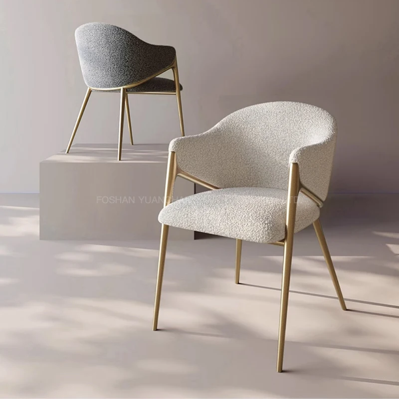 Velvet Design Living Room Furniture Luxury Kitchen Chairs Stainless Steel Boucle Accent Dining Chair With Gold Leg