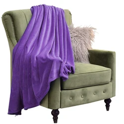 Super Soft Cozy Breathable custom 100% polyester flannel eco-friendly GRS certificated plain plush fleece plaid blanket