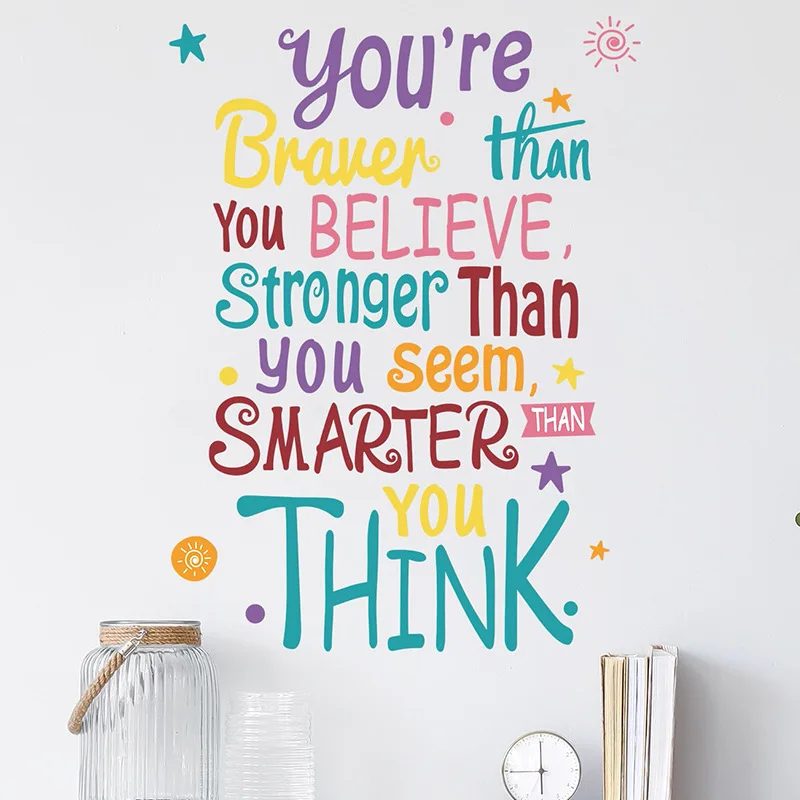 Creative motivational slogans water proof stickers wall stickers school wall stickers for home decor