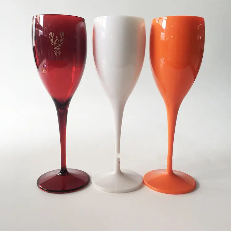 150ml Plastic purple acrylic personalized orange goblet wine yellow white Flutes champagne glass