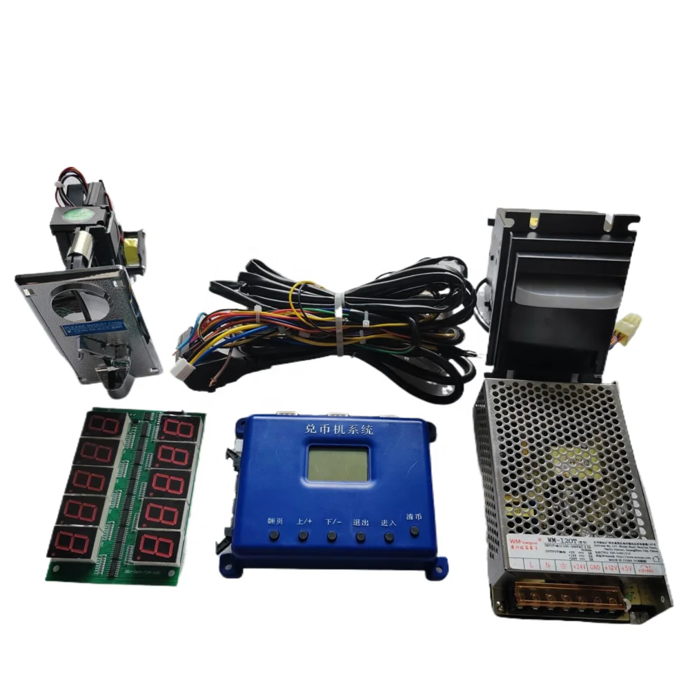 DIY Coin Exchange Machine Kits with Game board+ wire harness+motor+coin selector for Coin changer vending machine