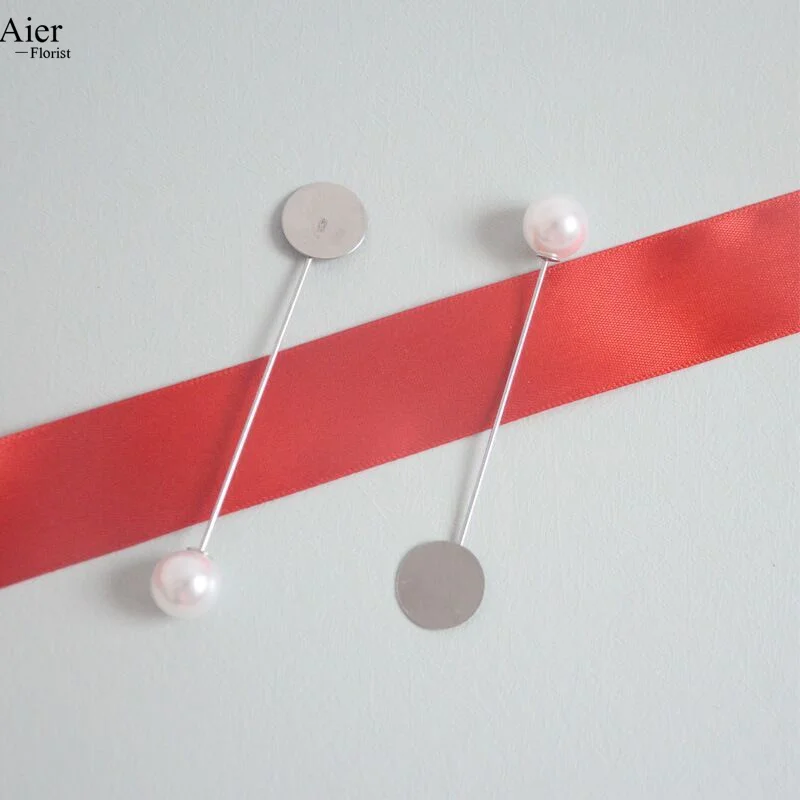 Aierflorist DIY Brooch Material Pearl Belt Tray One Line flower Bouquet and Clothing Pins Accessories