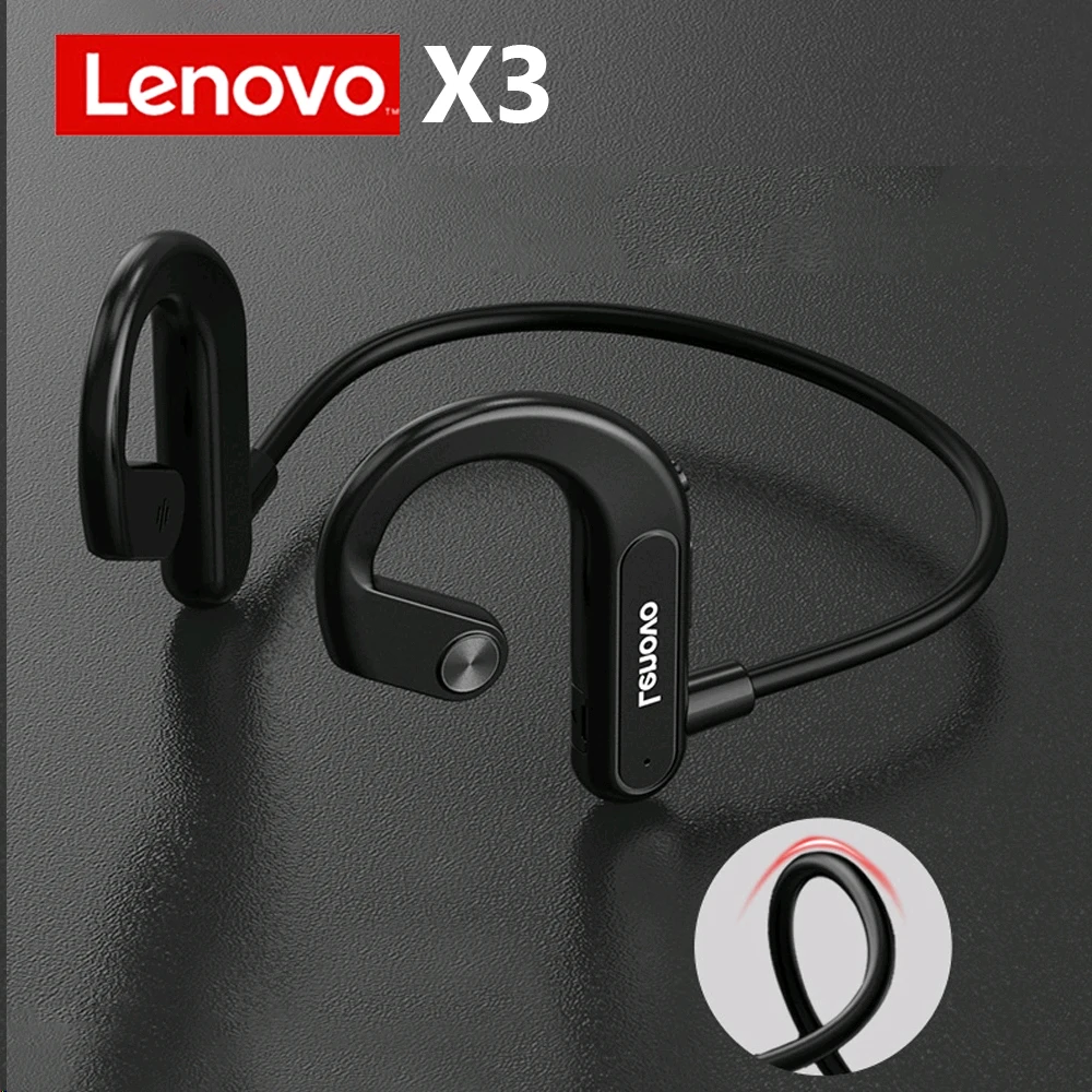 Lenovo X3 BT5.0 Sports Sweatproof Wireless Headphones Ear Bone Conduction Headphones for Mobile Phones