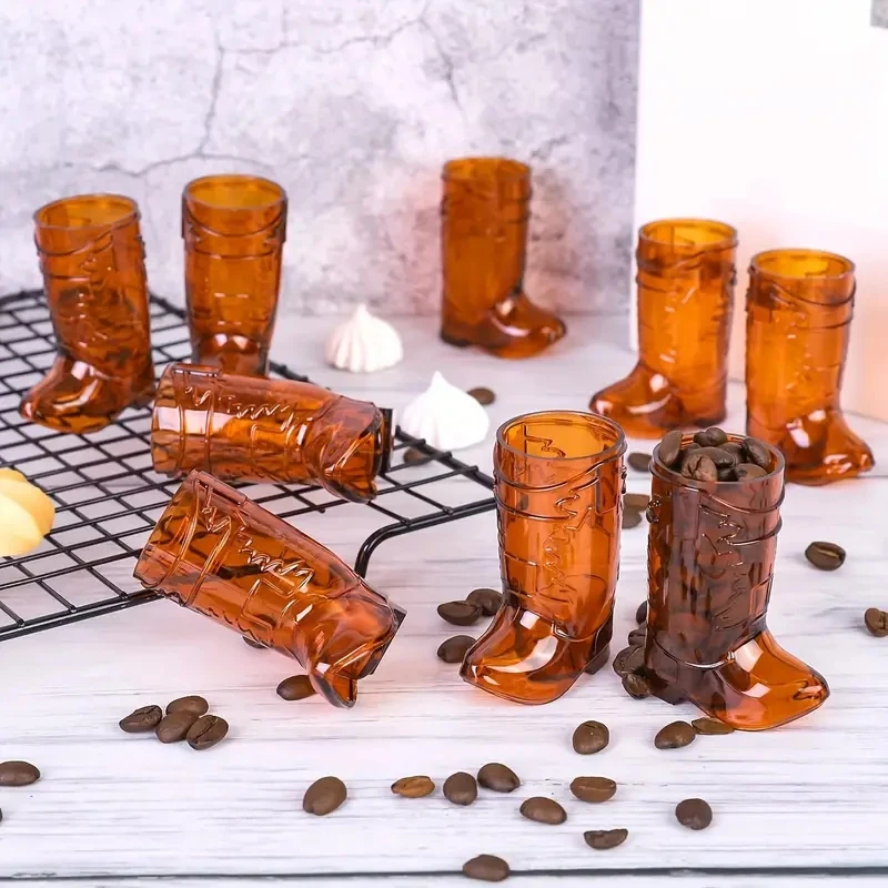 Reusable Mini Cowboy Boot Shot Glasses Western Cowboy Beer Mugs Cool Party Cups Brown Cowboy Cowgirl Party Decorations Supplies