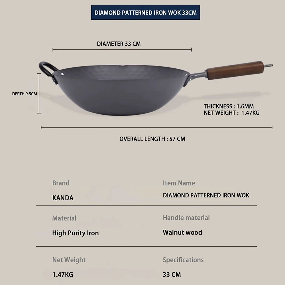 Traditional China Wok Cookware Non-Coating With Wood Handle Hand Hammers Wok