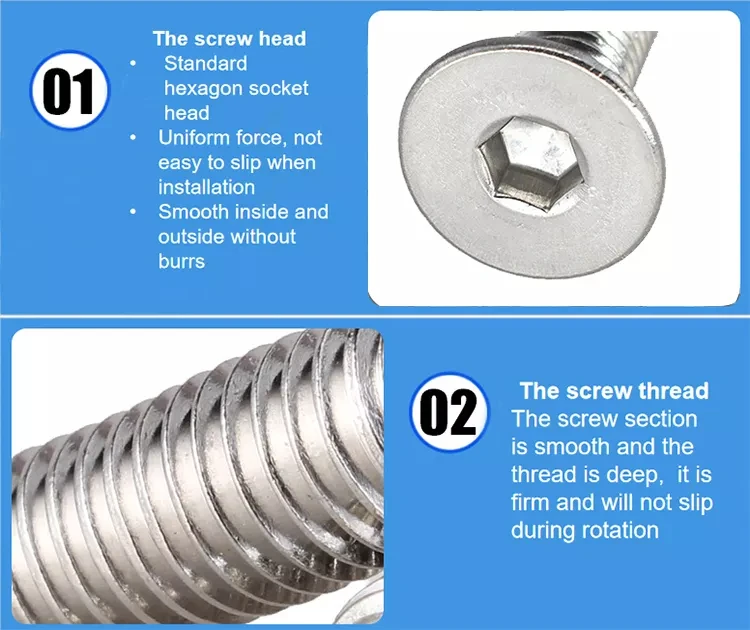 DIN 7991 Stainless Steel Countersunk Head Hexagon Socket Screw Flat Machine Bolt Flat Head Hexagon Socket Bolt