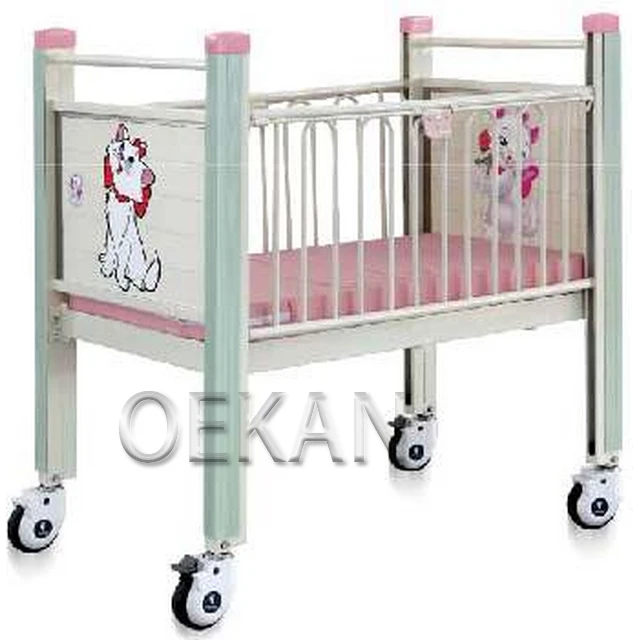 High Quality Durable Hospital Infant Furniture Medical Children Cart Nursing Bed Cartoon Design