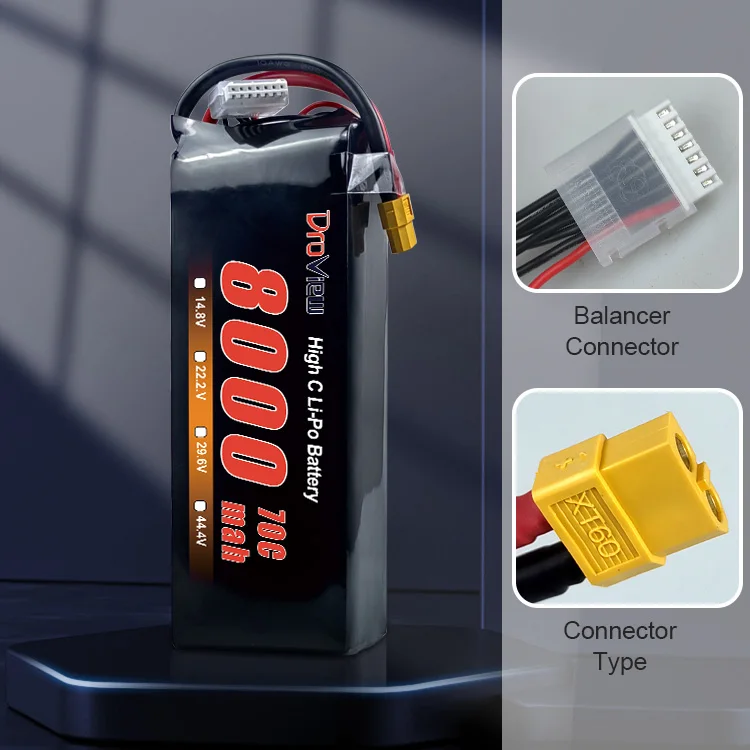 Droview Lipo Polymer Battery 8S 29.6V 8000mAh 70C High Rate Rechargeable UAV Lithium Batteries for FPV Drone