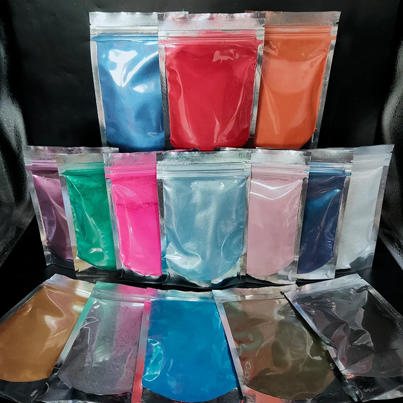 50g Mica Powder Transparent Stand Up Pouch Pearl Pigment Multi Color Mica Powder For Resin Art DIY Pearlescent Pigment
