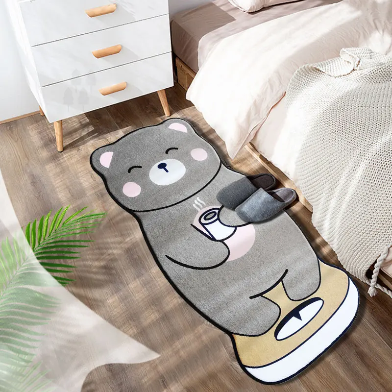 Bear Shaped Cute Animal Printed Soft Fuzzy Flannel  Rug Carpet for Kids Teen Girls Room Floor carpet for kidsroom decor