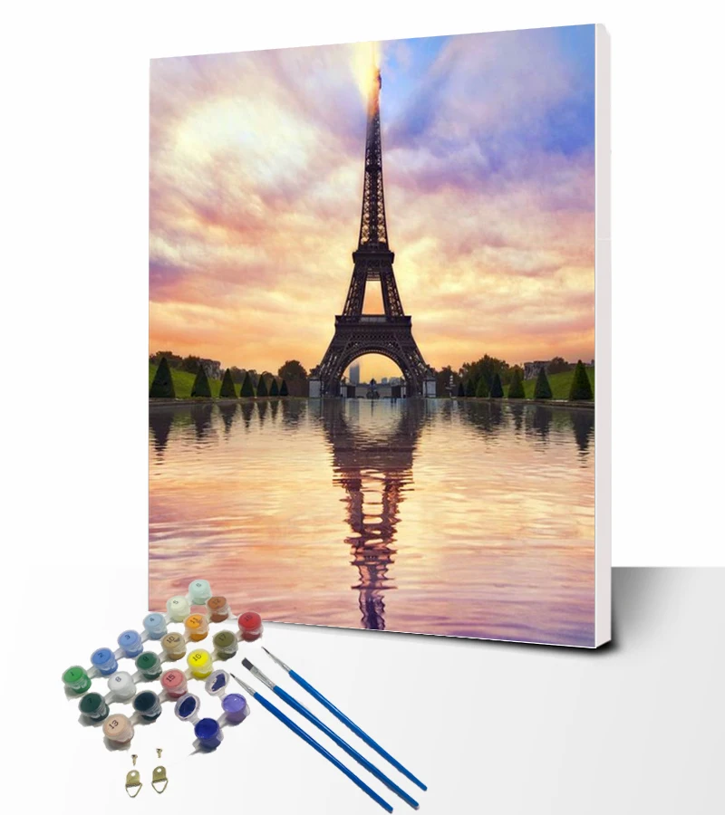 Paintido оптовая продажа Diy Эйфелева башня уникальный пейзаж холст Картина маслом по номеру