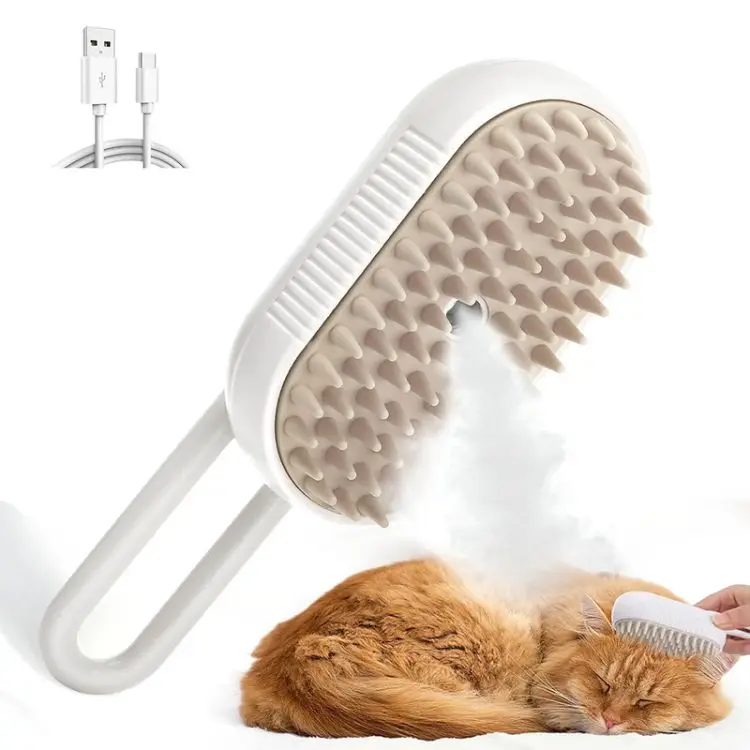Hot Selling Pet Self-cleaning Steam Massage Comb USB Charging Foldable Handle Cat Steam Brush Pet Hair Remover Cat Steamy Brush
