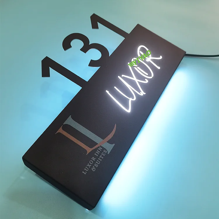 YIYAO из нержавеющей стали светодиодная светящаяся табличка с номером двери отеля