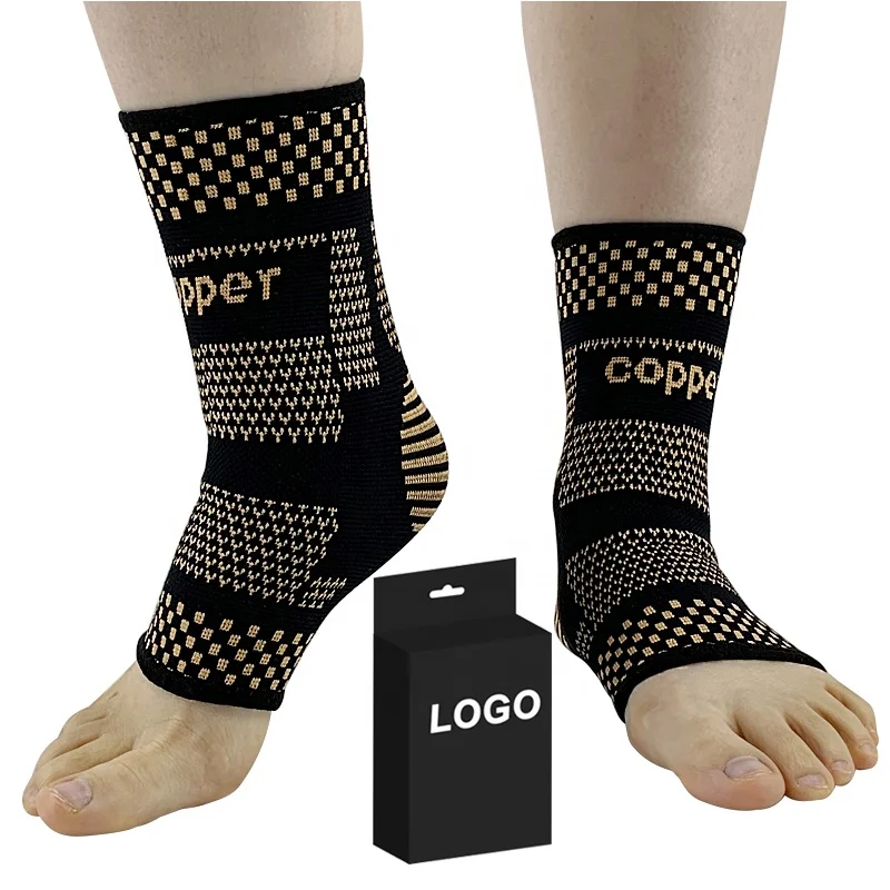Sports Protection Copper Ankle Support Infused Foot Compression Sleeves for Men and Women Plantar Fasciitis Recovery Ankle Brace