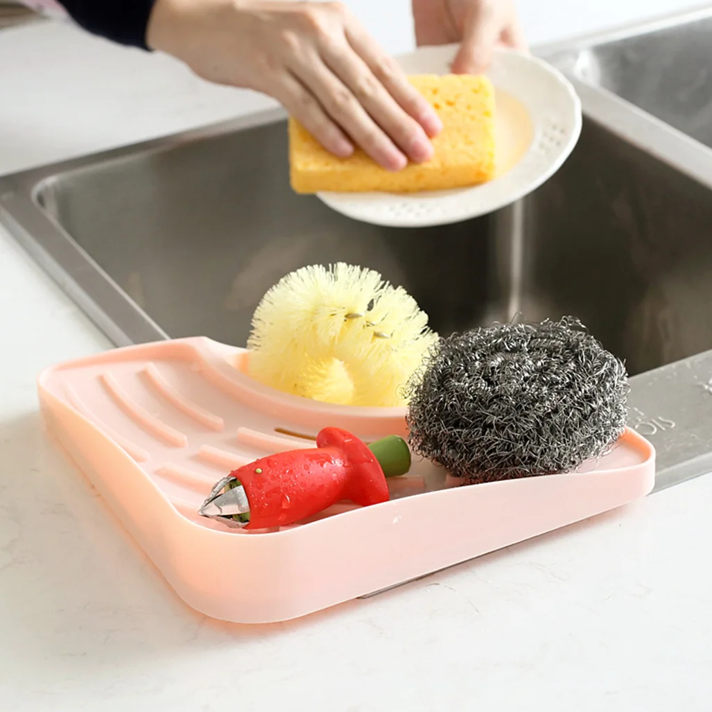 New Practical Kitchen Sink Corner Storage Rack Sponge Holder Wall Mounted Tray Kitchen Organizer Shelf Accessories Spice Rack