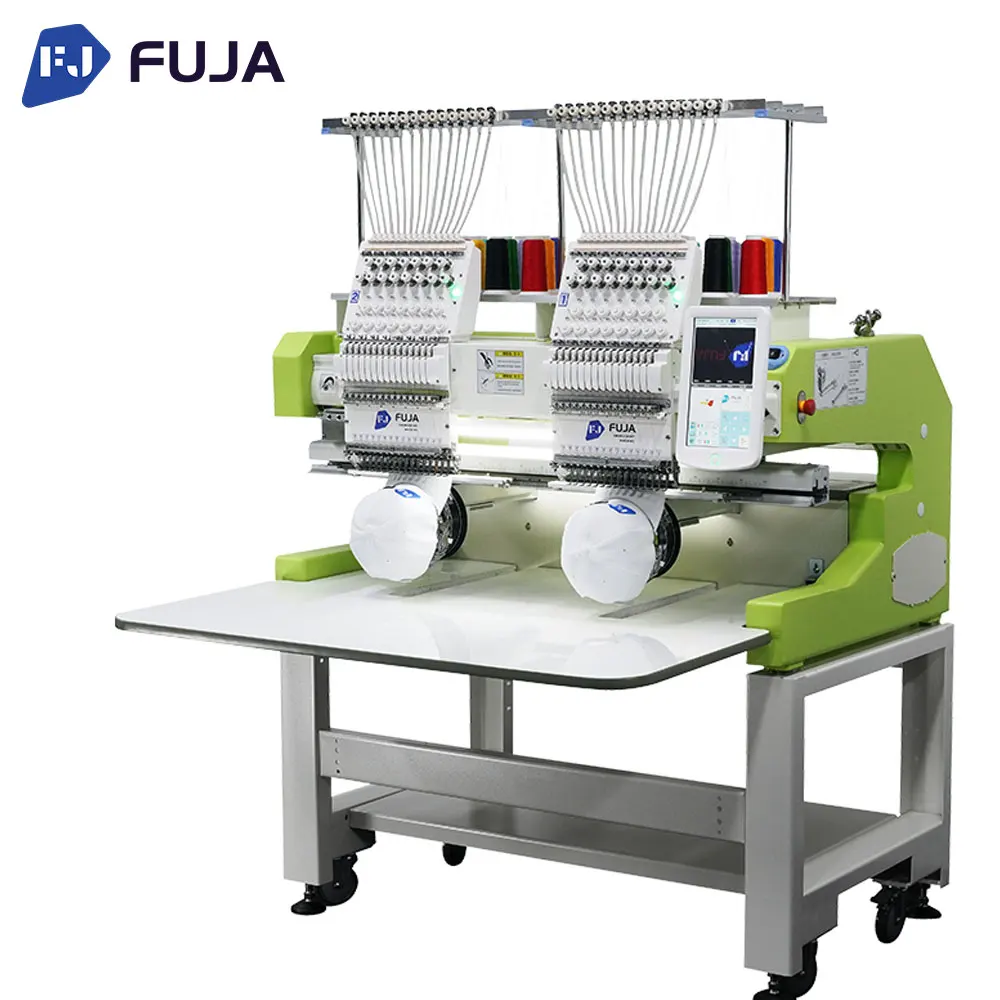 Commercial Automatic Computerized 2 Heads Embroidery Machine 12 Needles Multi Heads Embroidery Machine