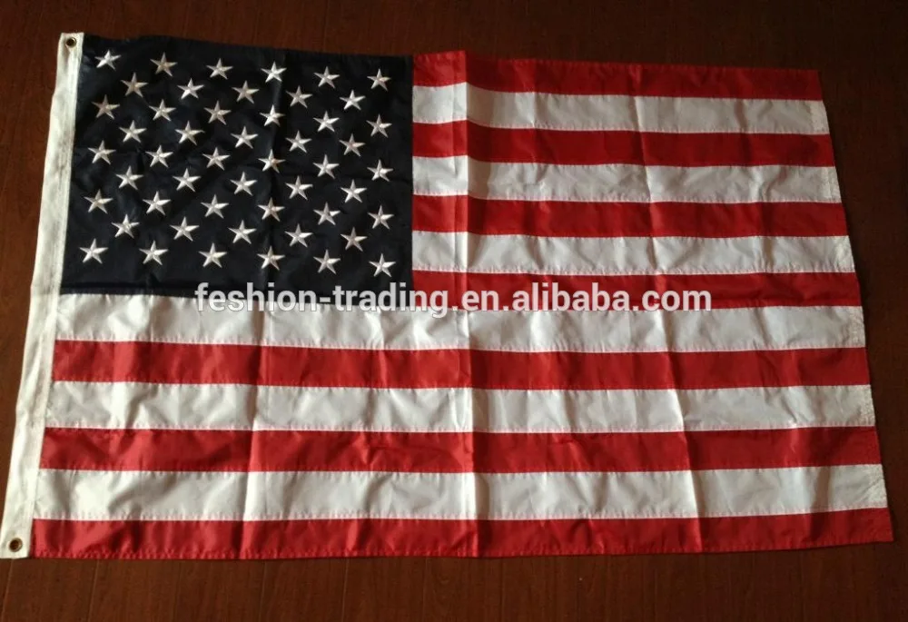 American Flags 3x5 for Outside USA US Flag Deluxe Embroidered Stars Duty Durable Flags Vivid Color Sewn Stripes Brass Grommets