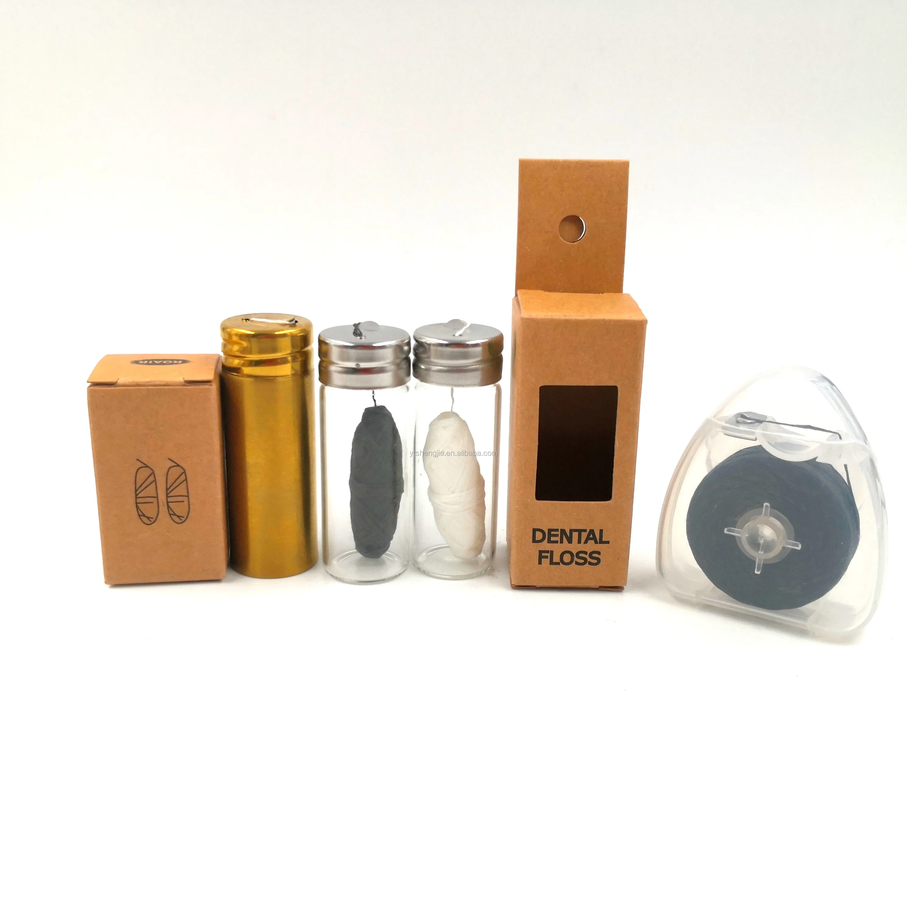 Natural 30 meters bamboo charcoal teeth floss in biodegradable container high quality dental