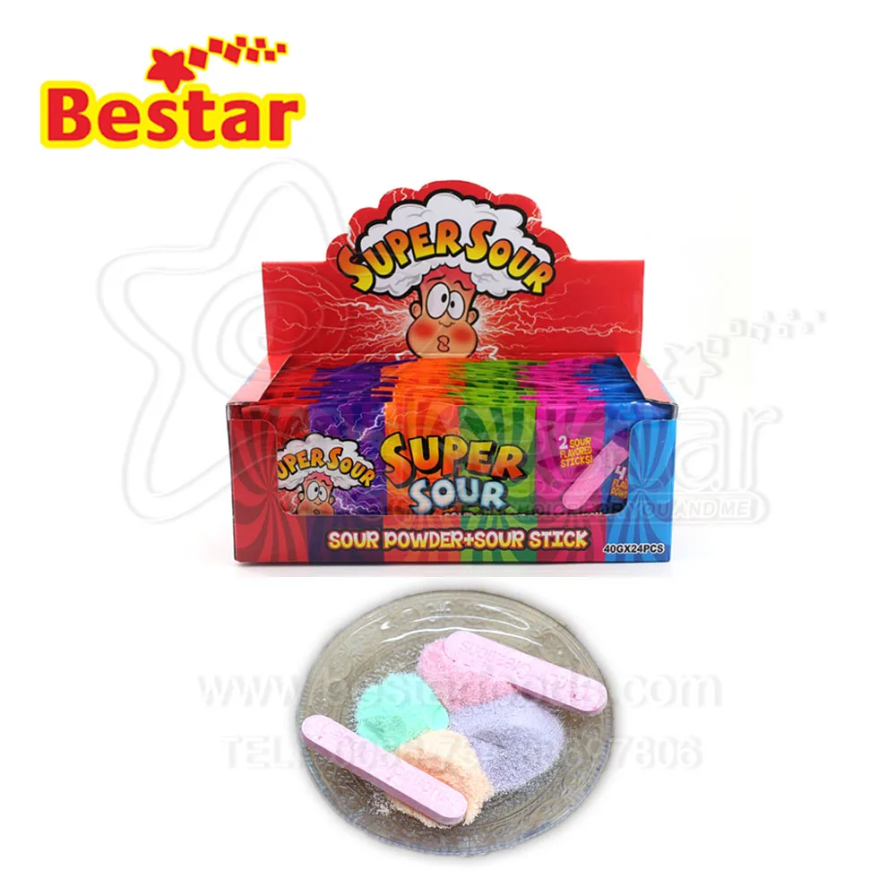 Жесткая палочка для конфет с фруктовым вкусом и кислым порошком