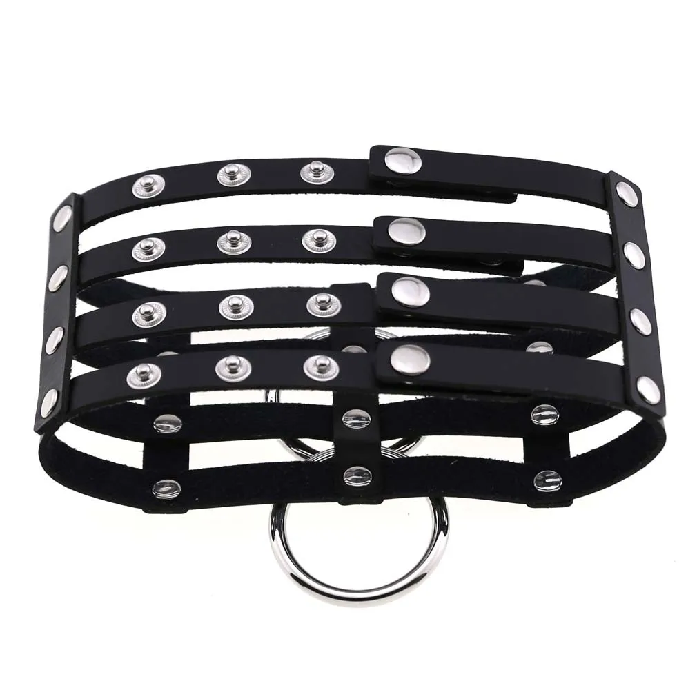 NC-103 Wholesale Gothic Women Circle Short Neck Jewelry Multi 4 Rows Circle PU Leather Choker