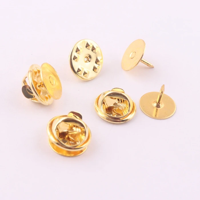 wholesale gold brass butterfly clutch pin back with nail for lapel badge