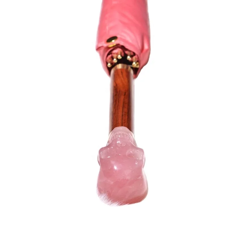 Natural rose quartz crystal design Skull Handle Umbrella Pure handmade umbrella Second Kill Alexander Mcqueen