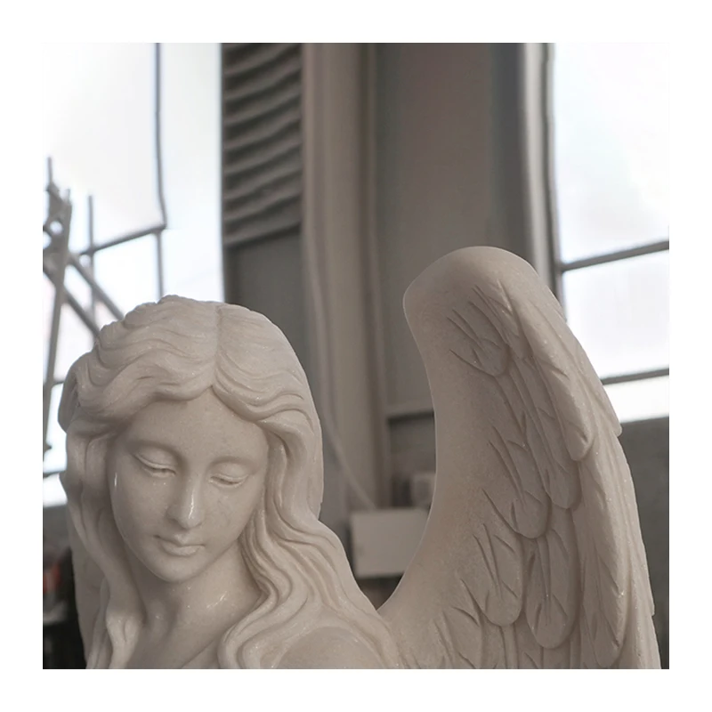 Angel Statues with Wings Garden Sculpture Figurines Marble Angel Statue For Outdoor Decoration