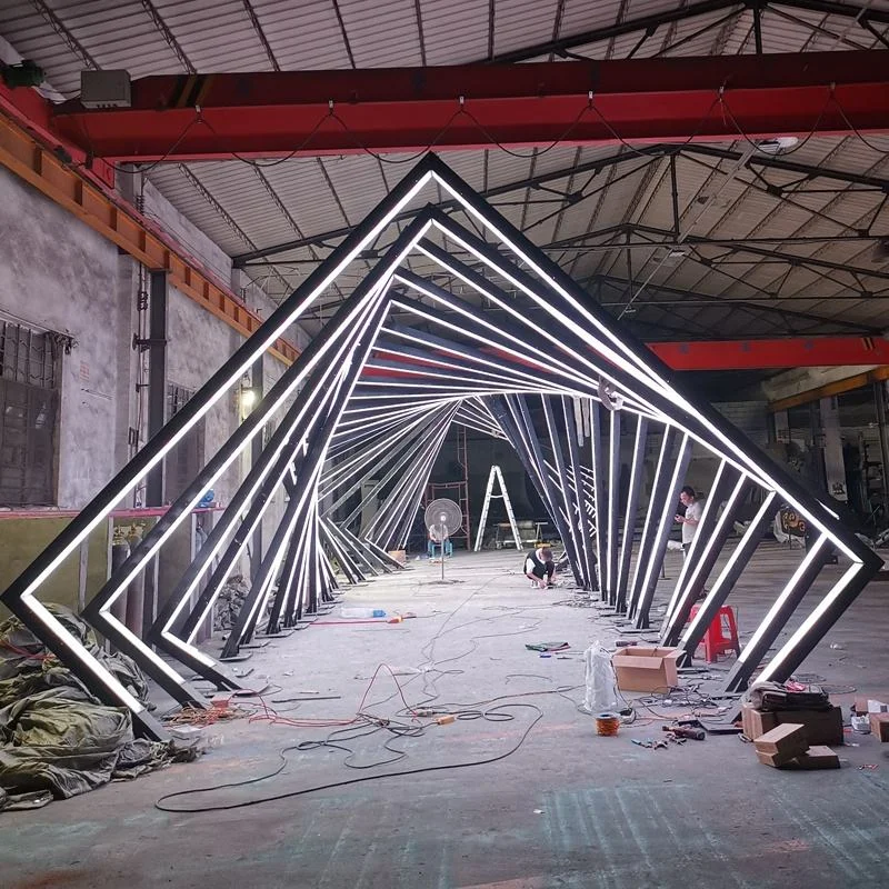 3D LED Time Tunnel New Arch Motif Light Stainless Steel Water-proof Lamp Landscape Garden Park Gate Door Plaza Lighting