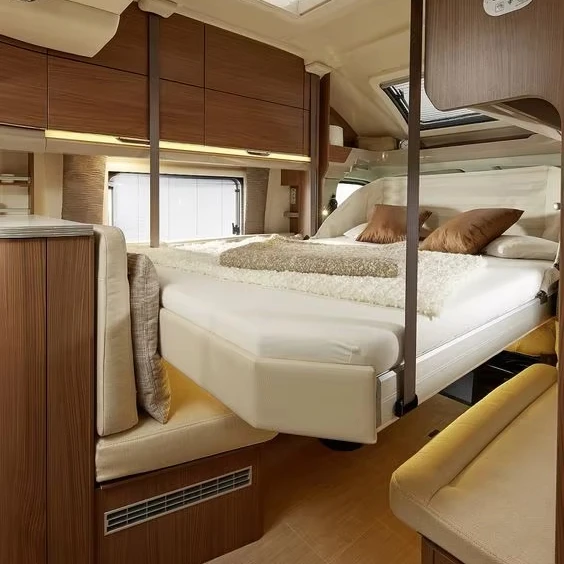 Luxury motorhome electric lift bed system aluminum frame belt motor system motorhome interior accessories
