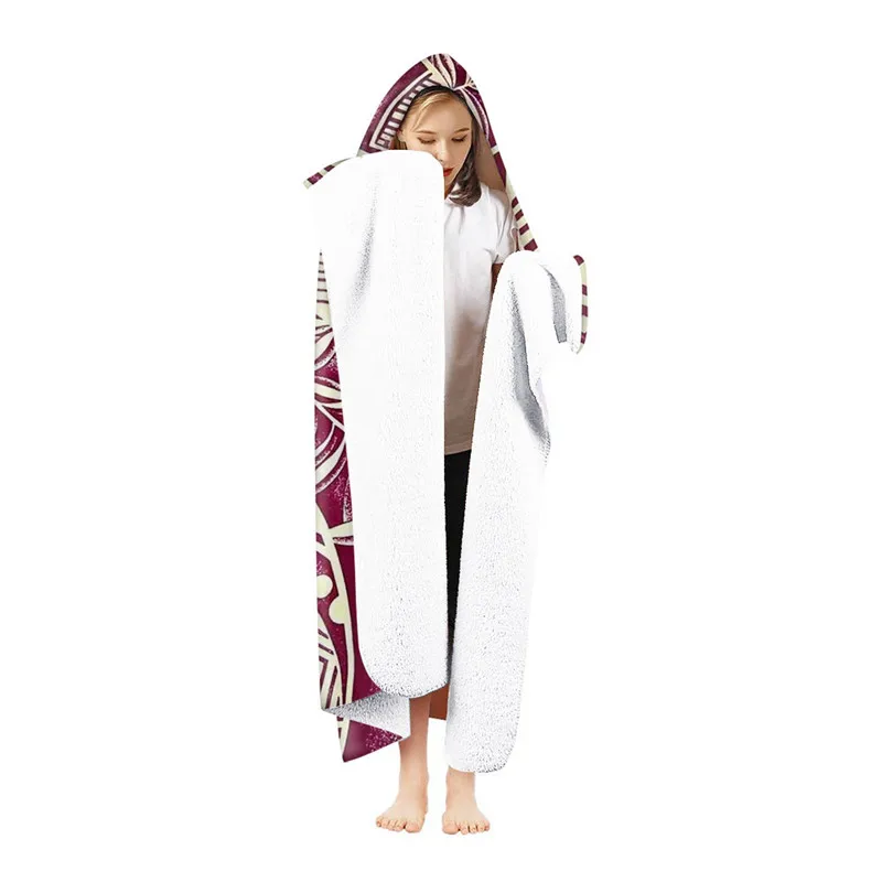 Polynesian Tribe Printing Custom Mantas Nordicas Blankets Manufacturers Hooded Winter Blanket
