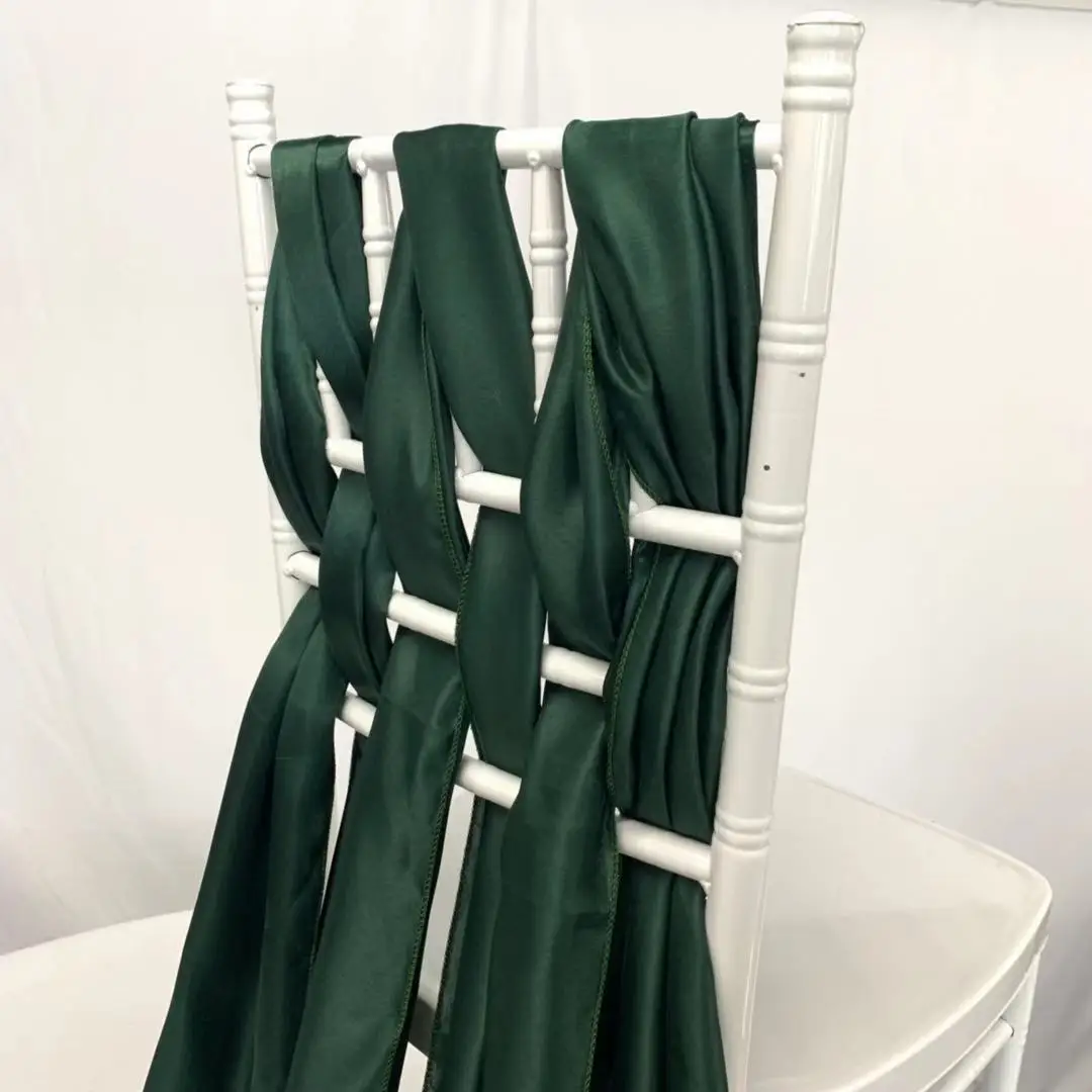 Elegant Dark Green Chair Sash Bows for Wedding Party Decorations