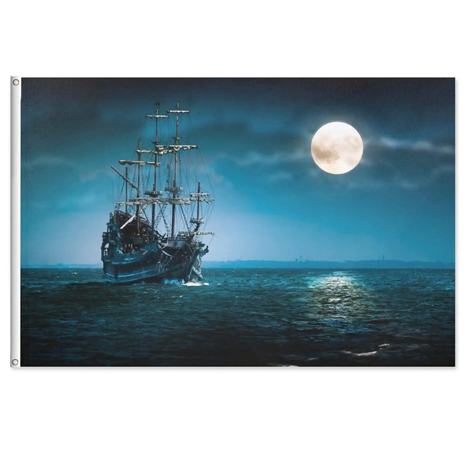 Famous Design Sailboat Moon Night Burlap Garden Flags For Yard Party Welcome Indoor Outdoor Decoration