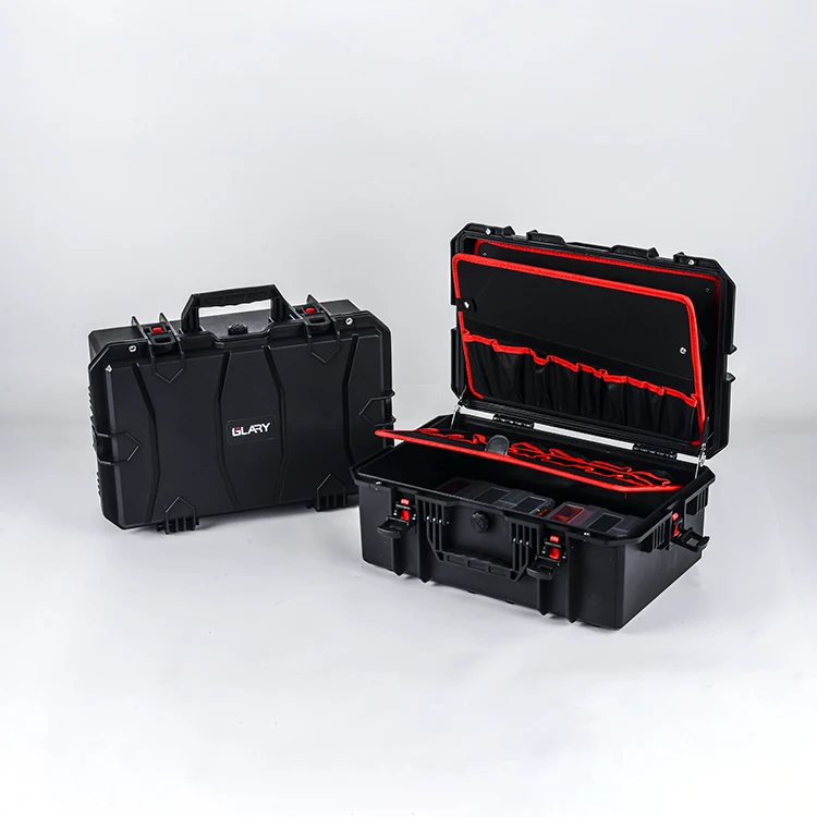 GLARY lrage capacity rolling tool case box professional electrician tool case box with wheels shockproof rugged tool case box