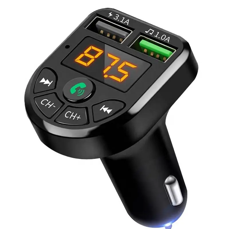 E5 FM Car Blue-tooth 5.0 FM Transmitter Wireless Handsfree Audio Receiver Auto  Player For Mp3 Car
