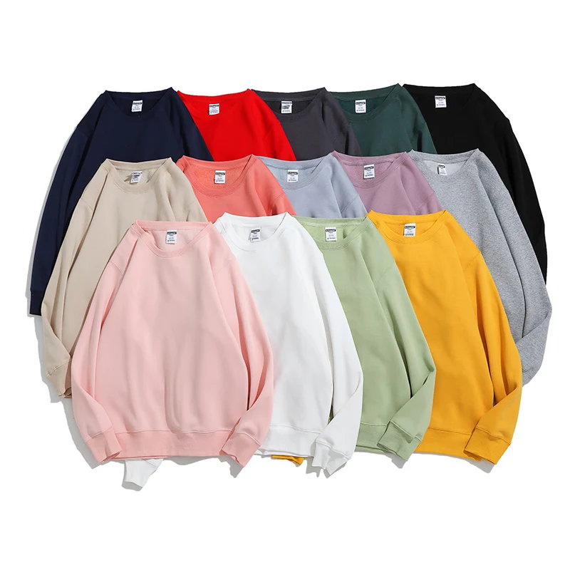 Custom OEM 350 gsm poly cotton warm long-sleeve Over sized pullover sweatshirts