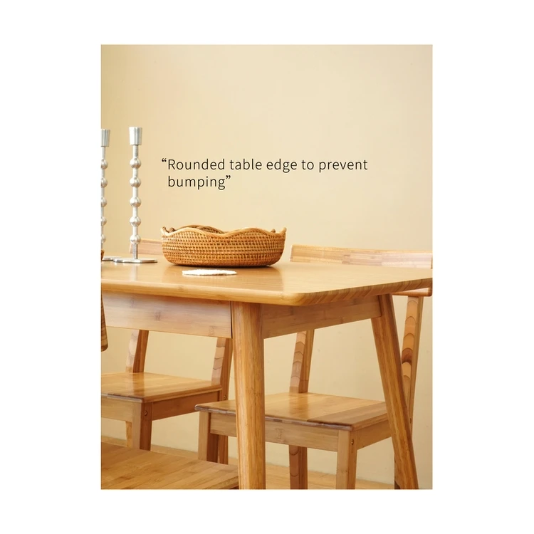 New Design Fashion Dining Table Retro Bamboo Wooden Dining Table And Chair Set