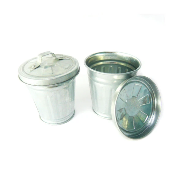 Маленькая оцинкованная мусорная корзина с крышкой, Настольная мини-корзина для мусора, металлическая мусорная корзина, держатель для мусора, цветочный горшок с крышкой