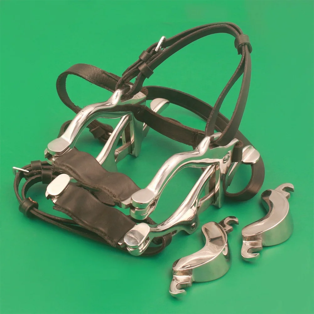 Equine пони стоматологическое зеркало лошадь рот кляп кожа/ветеринарные хирургические стоматологические инструменты Нержавеющая Сталь Серебряный полиэтиленовый пакет Ce PK