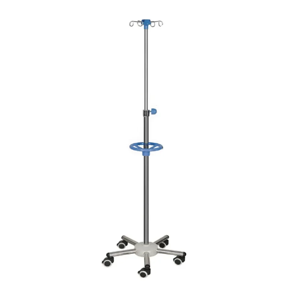 Portable Medical Telescopic Tripod Stainless Steel IV Pole Stand Adjustable Venous Drip Infusion Stand